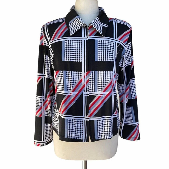 Jackets Galore by John Farah Women’s Size L Black Sequins Full Zip Up Jacket - Picture 2 of 4